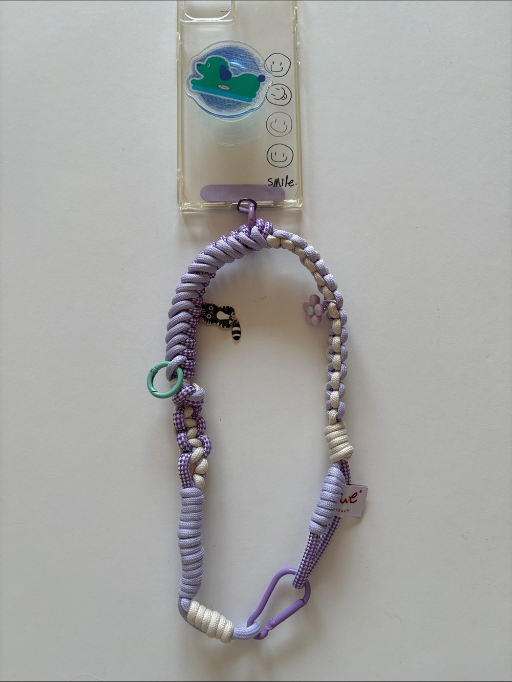 Handmade Lavender Paracord Phone Strap with Charms